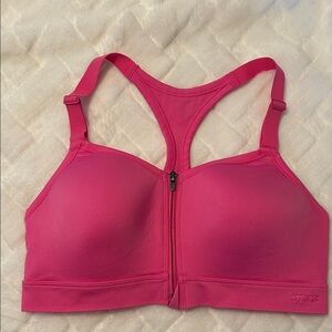 Pink Victoria's Secret Fuchsia Zip-Front Sports Bra size large
